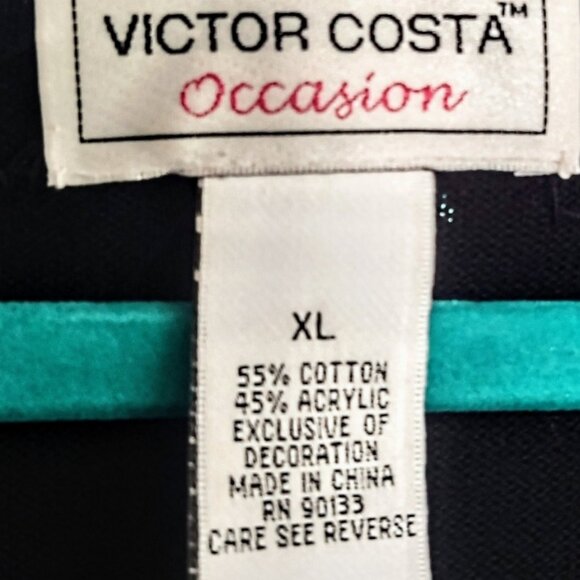 Victor Costa  Ocassion vintage cotton blend black embellished sweater XL - Picture 6 of 6